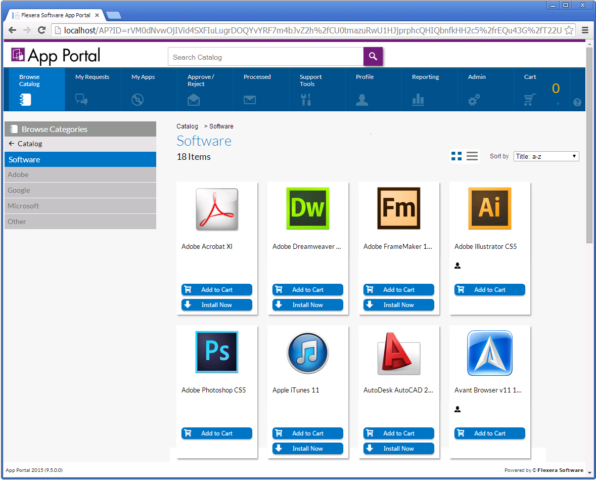Browse Catalog Tab